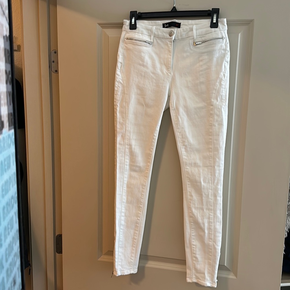 3x1 white skinny jean with zippers, size 29